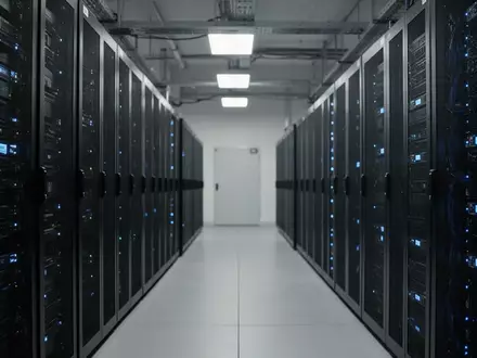 Moderne Serverarchitektur in einem Rechenzentrum mit blauen LED-Statusleuchten. - Foto: über boerse-global.de