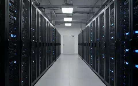 Moderne Serverarchitektur in einem Rechenzentrum mit blauen LED-Statusleuchten. - Foto: über boerse-global.de