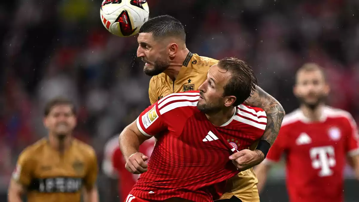 Harry Kane (vorne) in Aktion gegen Stuttgart.  - Bild: Sven Hoppe/dpa