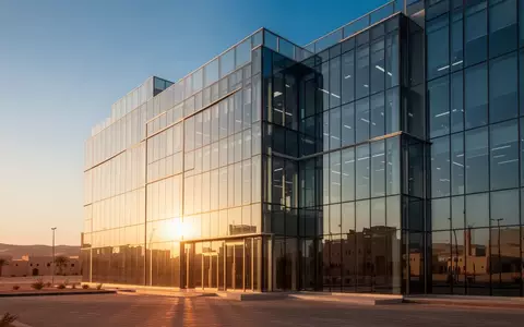 Modernes Bürogebäude in Riad bei goldenem Licht, das die technologische Zusammenarbeit im Bereich der KI symbolisiert. - Foto: über boerse-global.de