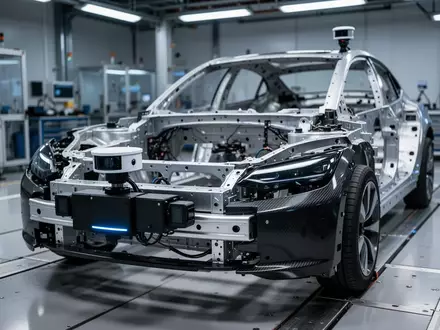 Nahaufnahme einer hochmodernen Sensor-Einheit an einer Fahrzeugfront in einem technischen Prüfzentrum. - Foto: über boerse-global.de