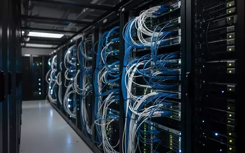 Modernes Rechenzentrum mit leuchtenden Glasfaserkabeln und Server-Racks in einer professionellen IT-Umgebung. - Foto: über boerse-global.de