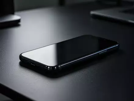 Ein modernes Smartphone liegt auf einem dunklen Büroschreibtisch in gedimmtem, stimmungsvollem Licht. - Foto: über boerse-global.de