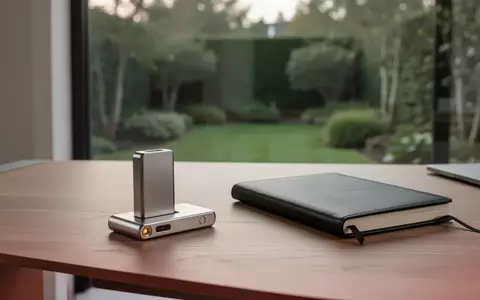 Ein minimalistischer Schreibtisch mit einem Hardware-Wallet für Kryptowährungen und einem Notizbuch in natürlichem Licht. - Foto: über boerse-global.de