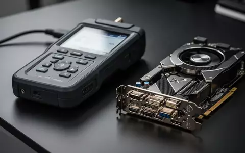 Ein professionelles Diagnosegerät für PC-Hardware neben einer Grafikkarte auf einem dunklen Arbeitstisch. - Foto: über boerse-global.de