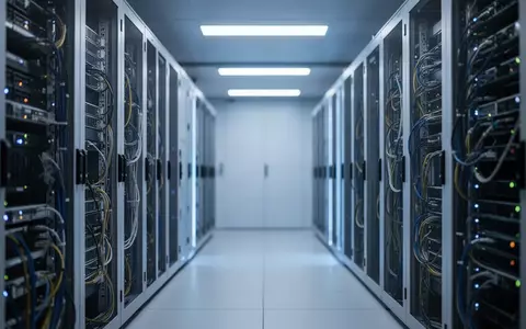Moderne Serverinfrastruktur in einem Rechenzentrum mit blauer Beleuchtung. - Foto: über boerse-global.de