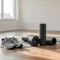 Ein heller, minimalistischer Physiotherapieraum mit Trainingsschuhen und einer Yogamatte im Sonnenlicht. - Foto: über boerse-global.de