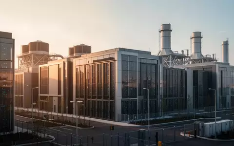 Modernes Rechenzentrum mit Industriegebäuden und Kühltürmen in einer technologischen Infrastrukturumgebung. - Foto: über boerse-global.de