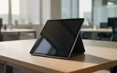 Ein modernes, abnehmbares Tablet-Gerät liegt auf einem minimalistischen Schreibtisch in einem hellen Büro. - Foto: über boerse-global.de