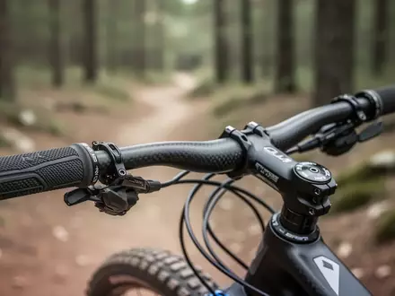 Hochwertige ergonomische Mountainbike-Griffe an einem Fahrradlenker in einer natürlichen Umgebung. - Foto: über boerse-global.de