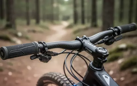 Hochwertige ergonomische Mountainbike-Griffe an einem Fahrradlenker in einer natürlichen Umgebung. - Foto: über boerse-global.de
