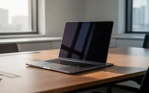 Ein moderner, minimalistischer Arbeitsplatz mit einem Laptop auf einem Holztisch in einem hellen Büro. - Foto: über boerse-global.de