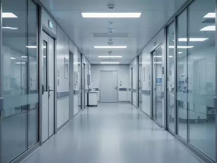Moderner, steriler Klinikflur in einem medizinischen Forschungszentrum mit kühler, professioneller Beleuchtung. - Foto: über boerse-global.de