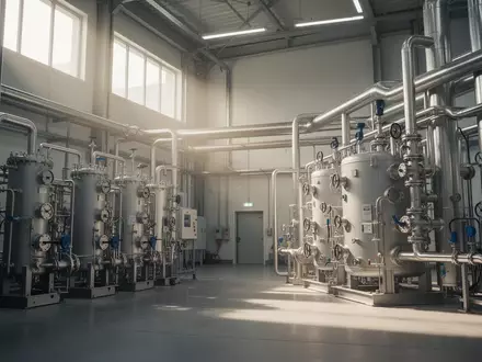 Moderne Industrieanlage zur Wasserstoffforschung mit technischer Ausrüstung und natürlichem Lichteinfall. - Foto: über boerse-global.de