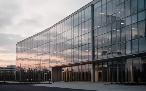 Ein minimalistisches Glas- und Stahlgebäude bei Dämmerung, das eine ruhige, professionelle Unternehmensatmosphäre ausstrahlt. - Foto: über boerse-global.de