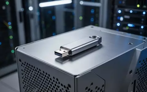 Ein USB-Stick liegt auf einem Computer-Gehäuse in einer modernen, professionellen IT-Umgebung. - Foto: über boerse-global.de
