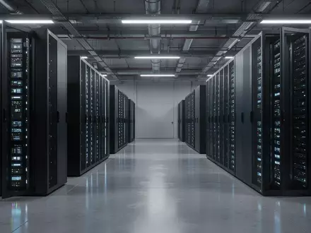 Moderne Serverräume in einem industriellen Forschungszentrum mit diskreter Beleuchtung. - Foto: über boerse-global.de