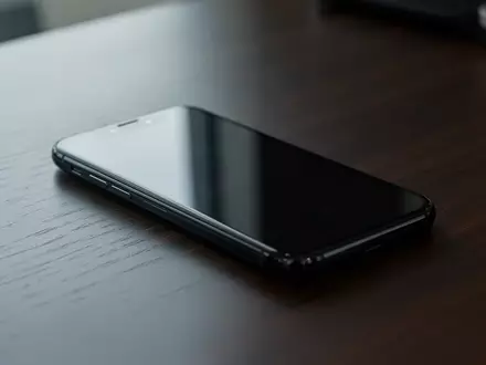 Ein dunkles Smartphone auf einem Holztisch, das stellvertretend für Datenschutzrisiken bei mobilen VPN-Apps steht. - Foto: über boerse-global.de