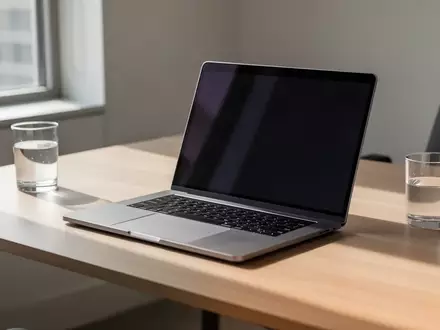 Ein moderner, aufgeräumter Büroarbeitsplatz mit einem Laptop auf einem Holztisch bei natürlichem Lichteinfall. - Foto: über boerse-global.de
