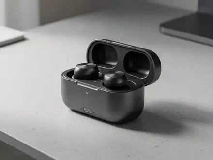 Ein minimalistisches, mattes Lade-Case für Earbuds auf einer sauberen Schreibtischoberfläche bei natürlichem Licht. - Foto: über boerse-global.de