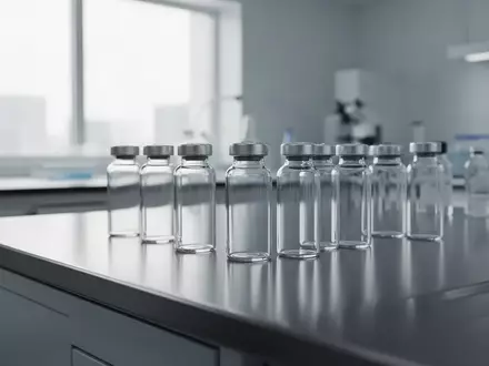 Leere medizinische Ampullen auf einem sterilen Labortisch in einer modernen Forschungsumgebung. - Foto: über boerse-global.de