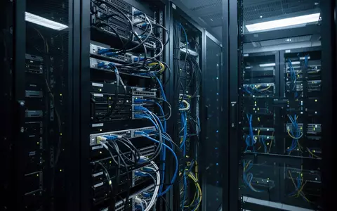 Moderne Server-Infrastruktur in einem klimatisierten Rechenzentrum mit blauer Beleuchtung. - Foto: über boerse-global.de