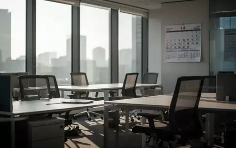 Ein leeres, modernes Büro mit minimalistischen Schreibtischen und natürlichem Lichteinfall durch große Fenster. - Foto: über boerse-global.de