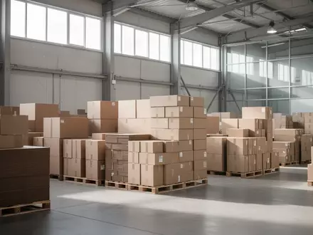 Gestapelte umweltfreundliche Kartonverpackungen in einem modernen Logistiklager. - Foto: über boerse-global.de
