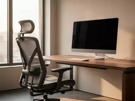 Ein moderner, minimalistischer Büroarbeitsplatz mit einem leeren Schreibtisch und einem ausgeschalteten Computerbildschirm. - Foto: über boerse-global.de