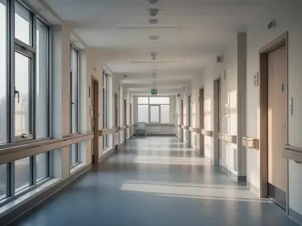 Ein leerer, modern gestalteter Flur in einem Pflegeheim mit hellem Tageslichteinfall. - Foto: über boerse-global.de
