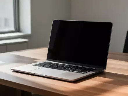 Ein aufgeräumter Schreibtisch mit einem Laptop mit dunklem Bildschirm in einer professionellen Büroumgebung. - Foto: über boerse-global.de