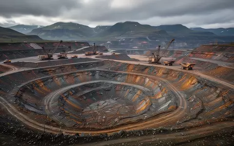 Ein weitläufiges Kupfer-Tagebaugelände in einer bergigen Landschaft unter bewölktem Himmel. - Foto: über boerse-global.de