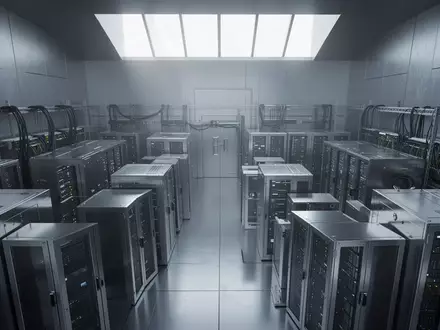 Ein minimalistischer, moderner Serverraum einer Zentralbank mit polierten Stahlschränken und technischer Infrastruktur. - Foto: über boerse-global.de