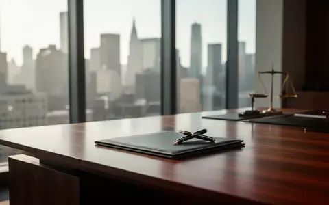 Ein minimalistisches, modernes Anwaltsbüro mit einem Schreibtisch, einem Notizbuch und natürlichem Lichteinfall. - Foto: über boerse-global.de