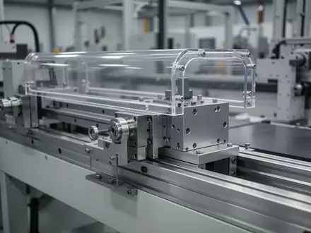 Metallische Linearachse mit Schutzabdeckung in einer industriellen Fertigungsumgebung. - Foto: über boerse-global.de