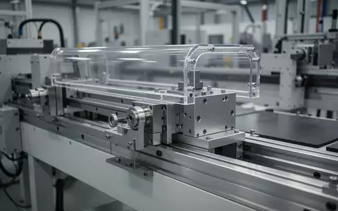 Metallische Linearachse mit Schutzabdeckung in einer industriellen Fertigungsumgebung. - Foto: über boerse-global.de