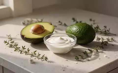 Frische Avocado und eine cremige Pflegebasis in einer minimalistischen Küchenumgebung mit natürlichem Licht. - Foto: über boerse-global.de