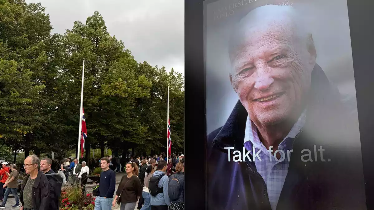 «Danke für alles»: Das norwegische Volk nimmt in diesen Tagen Abschied von seinem geliebten König Harald V. - Bild: Julia Wäschenbach/dpa