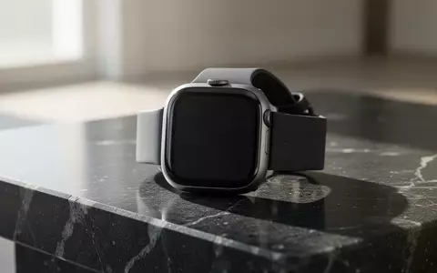 Eine Apple Watch liegt auf einer glatten, dunklen Steinoberfläche in natürlichem Licht. - Foto: über boerse-global.de