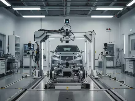 Ein modernes, minimalistisches Forschungs- und Entwicklungslabor für Automobiltechnologie mit industriellen Testanlagen. - Foto: über boerse-global.de