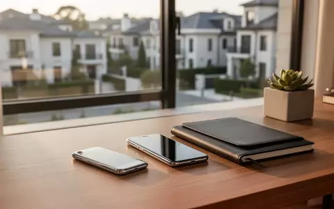 Ein minimalistischer Schreibtisch mit einem Smartphone und Notizbuch in hellem, natürlichem Licht. - Foto: über boerse-global.de