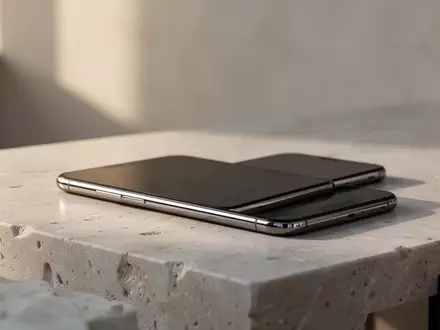 Ein modernes Smartphone auf einer Steinoberfläche bei natürlichem Licht, Fokus auf Privatsphäre und technische Einstellungen. - Foto: über boerse-global.de