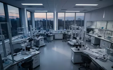 Ein minimalistisches, modernes Labor mit hochmoderner wissenschaftlicher Ausstattung in gedimmtem Licht. - Foto: über boerse-global.de