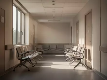 Ein leerer, modern gestalteter Krankenhausflur mit natürlichem Tageslichteinfall und minimalistischer Einrichtung. - Foto: über boerse-global.de