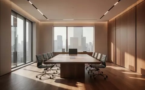 Ein minimalistisch gestalteter, leerer Konferenzraum in einem modernen Bürogebäude mit natürlichem Lichteinfall. - Foto: über boerse-global.de