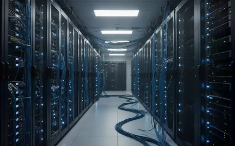 Moderne Serverräume mit blau beleuchteten Racks und Glasfaserkabeln zur Darstellung der digitalen Infrastruktur. - Foto: über boerse-global.de