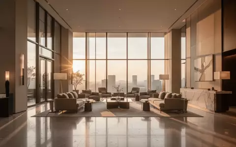 Modernes, minimalistisches Hotelfoyer mit einfallendem Sonnenlicht und hochwertiger Einrichtung. - Foto: über boerse-global.de
