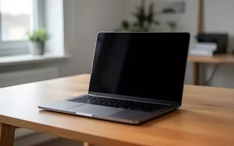 Ein dunkler Laptop auf einem Schreibtisch in einem minimalistischen Büro als Symbol für Online-Sicherheit. - Foto: über boerse-global.de