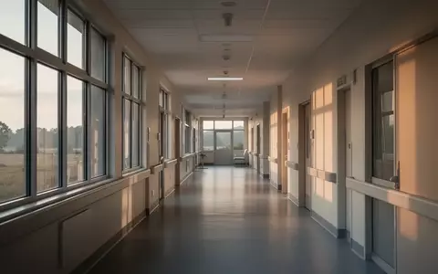 Moderner, leerer Flur in einer ländlichen Klinik mit einfallendem Tageslicht. - Foto: über boerse-global.de