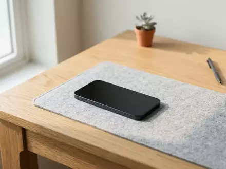 Ein unbenutztes Smartphone auf einem schlichten Holztisch bei natürlichem Tageslicht. - Foto: über boerse-global.de